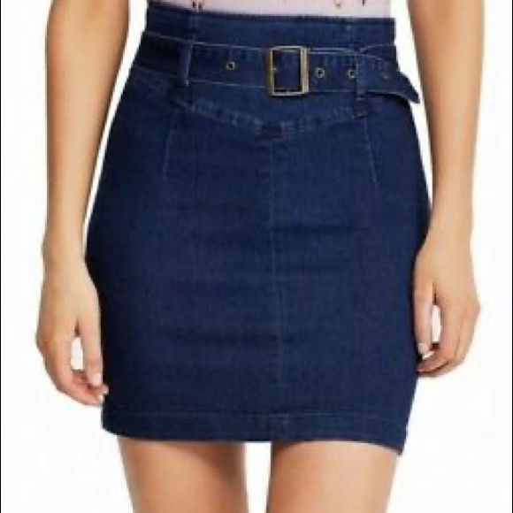 Free People Dresses & Skirts - Free People Denim High Rise Belted Pencil Skirt 6